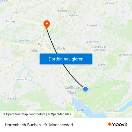 Horrenbach-Buchen to Moosseedorf map