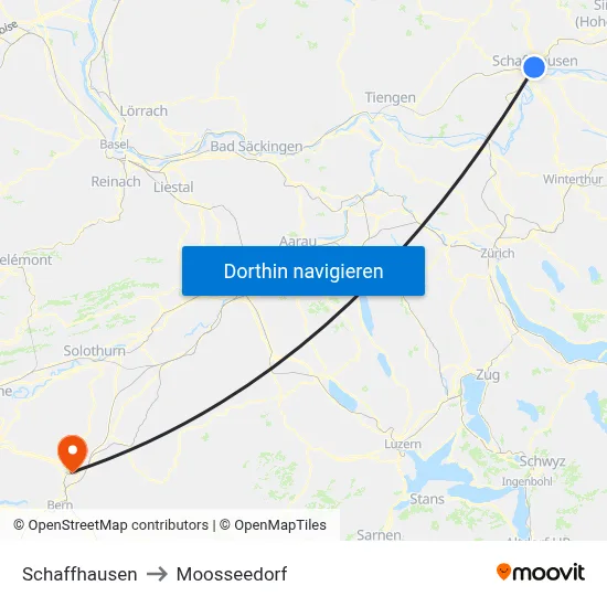 Schaffhausen to Moosseedorf map