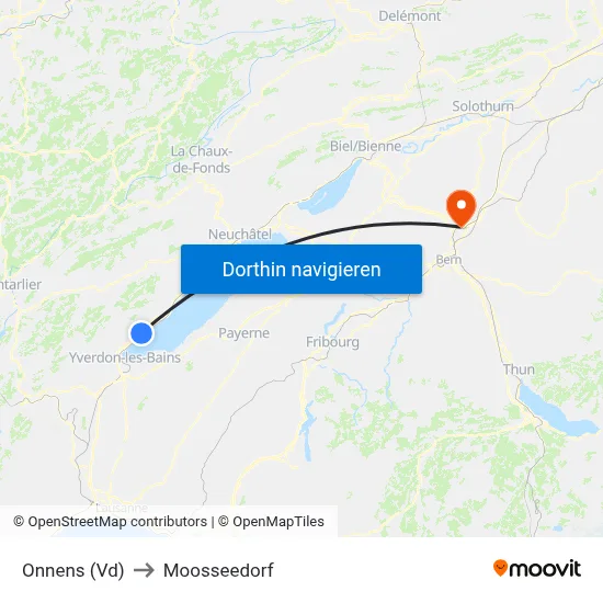 Onnens (Vd) to Moosseedorf map