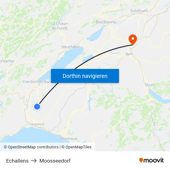 Echallens to Moosseedorf map