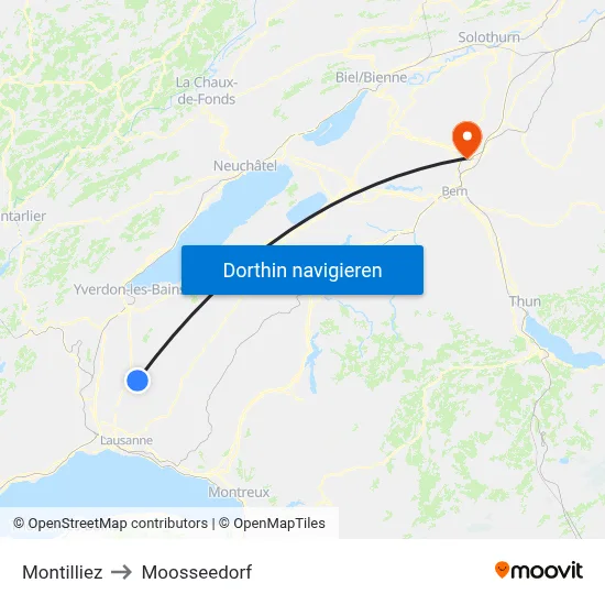 Montilliez to Moosseedorf map