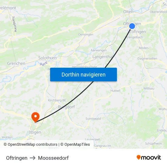 Oftringen to Moosseedorf map