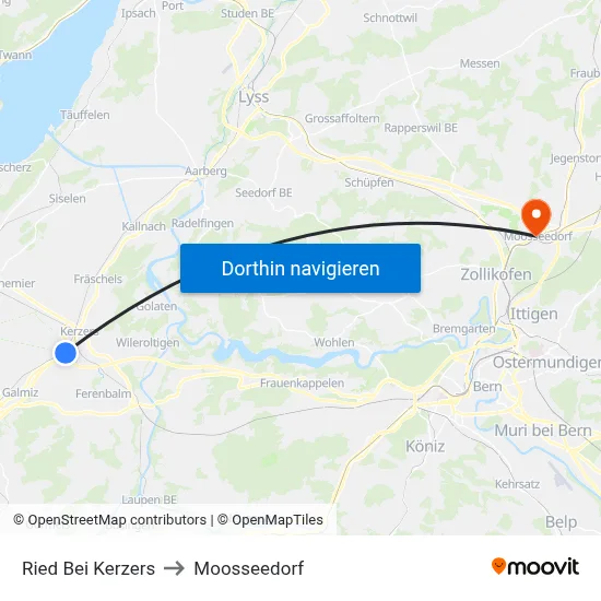 Ried Bei Kerzers to Moosseedorf map