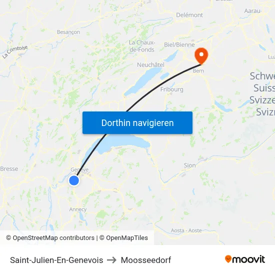 Saint-Julien-En-Genevois to Moosseedorf map