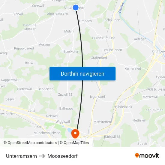 Unterramsern to Moosseedorf map