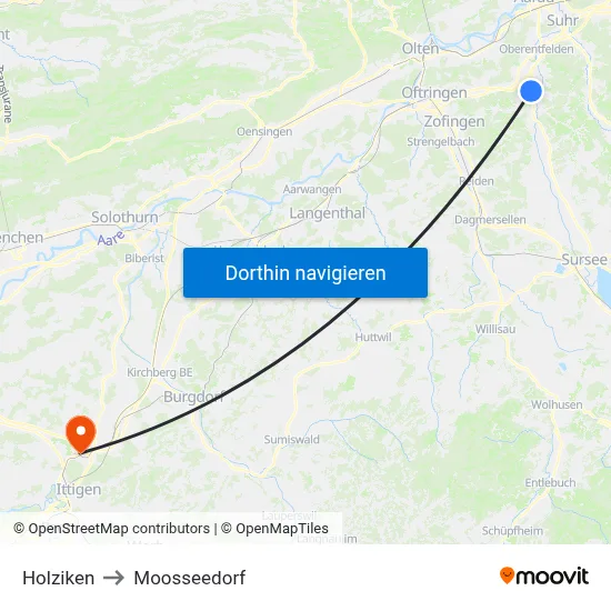 Holziken to Moosseedorf map