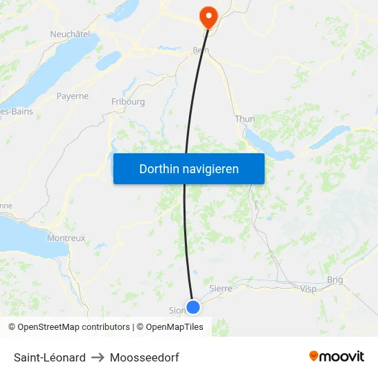 Saint-Léonard to Moosseedorf map