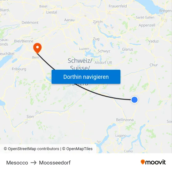 Mesocco to Moosseedorf map