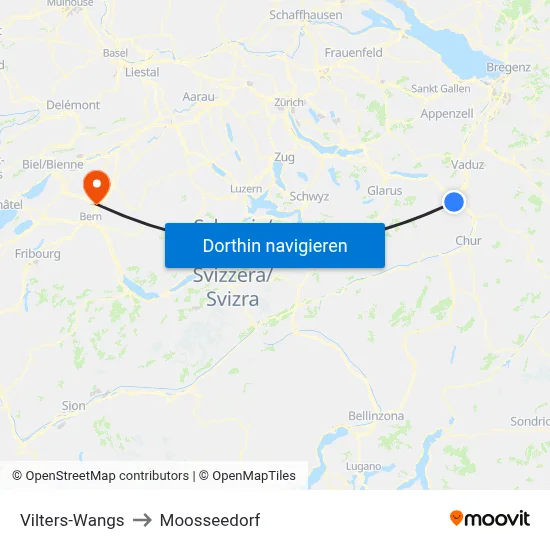 Vilters-Wangs to Moosseedorf map