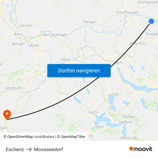 Eschenz to Moosseedorf map