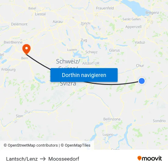 Lantsch/Lenz to Moosseedorf map