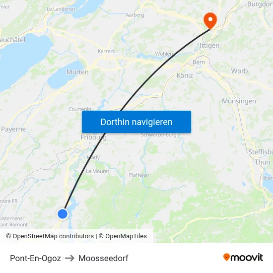 Pont-En-Ogoz to Moosseedorf map