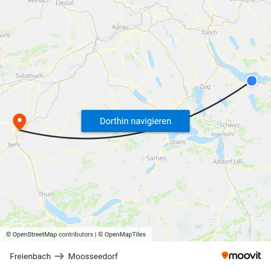 Freienbach to Moosseedorf map