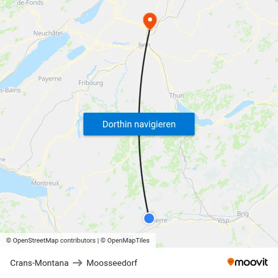 Crans-Montana to Moosseedorf map