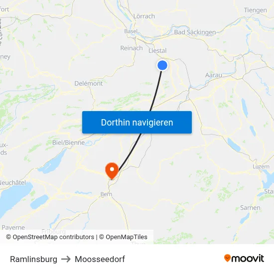 Ramlinsburg to Moosseedorf map