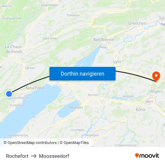 Rochefort to Moosseedorf map
