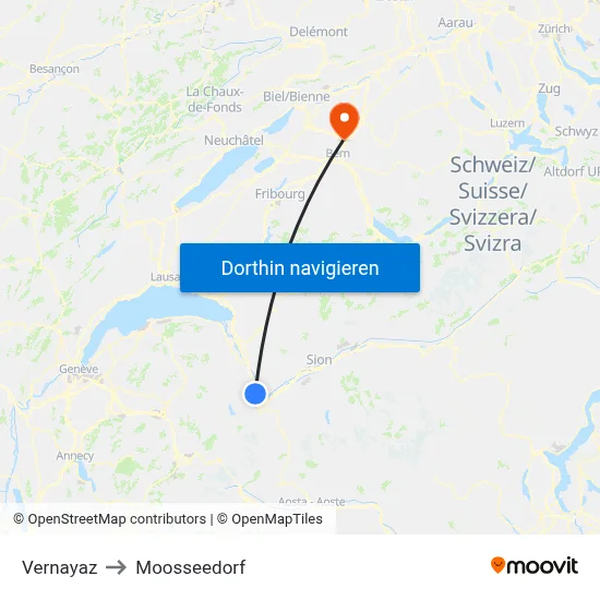 Vernayaz to Moosseedorf map