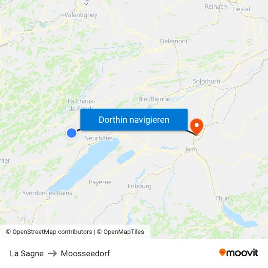 La Sagne to Moosseedorf map