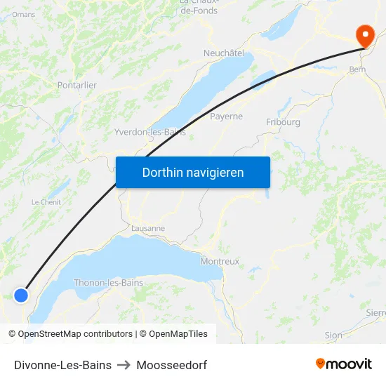 Divonne-Les-Bains to Moosseedorf map