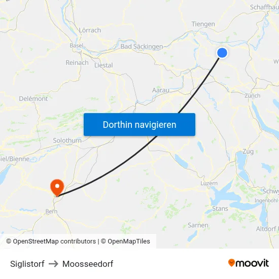Siglistorf to Moosseedorf map