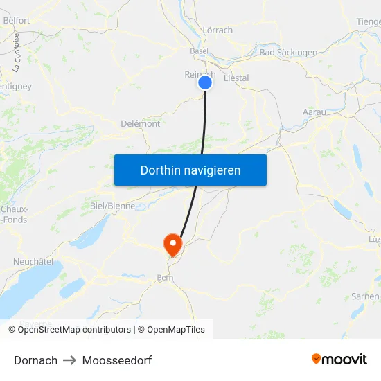 Dornach to Moosseedorf map