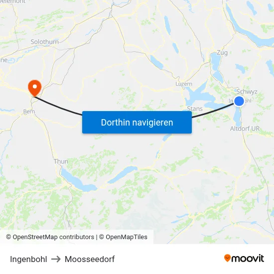 Ingenbohl to Moosseedorf map