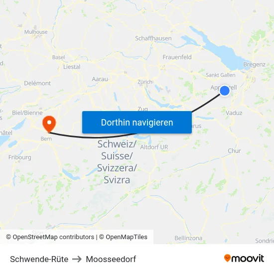 Schwende-Rüte to Moosseedorf map
