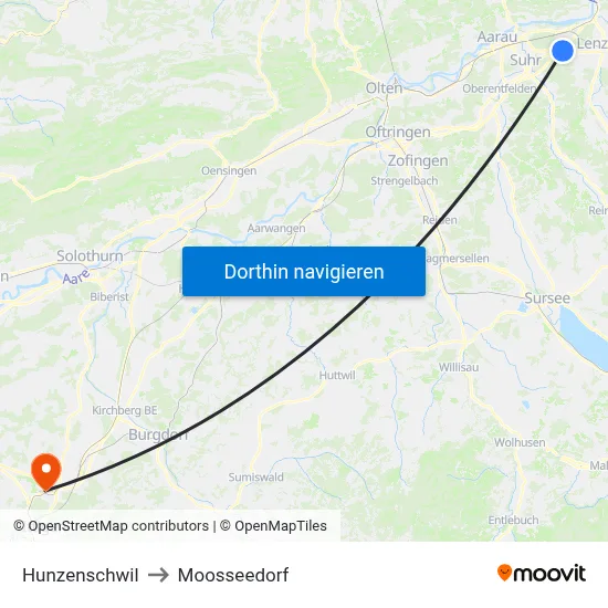 Hunzenschwil to Moosseedorf map