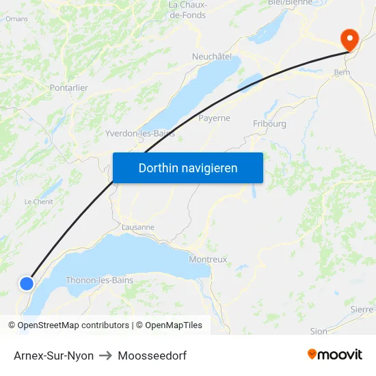Arnex-Sur-Nyon to Moosseedorf map