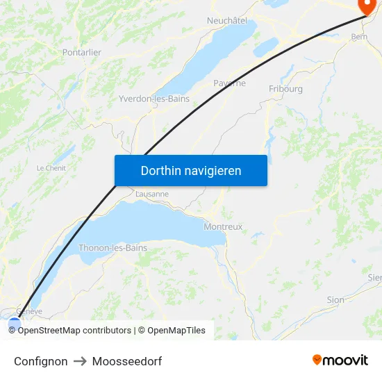 Confignon to Moosseedorf map