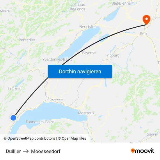 Duillier to Moosseedorf map
