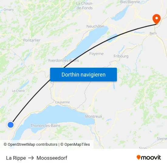 La Rippe to Moosseedorf map