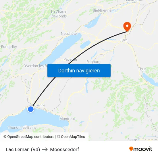 Lac Léman (Vd) to Moosseedorf map
