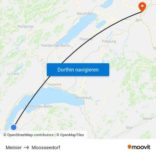 Meinier to Moosseedorf map
