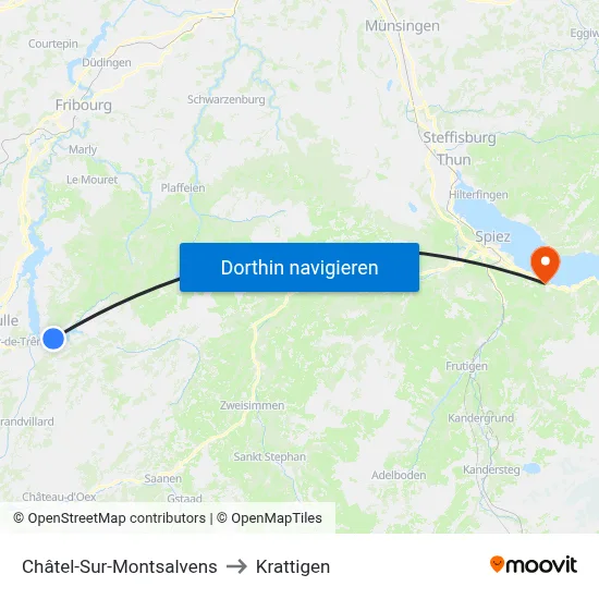 Châtel-Sur-Montsalvens to Krattigen map