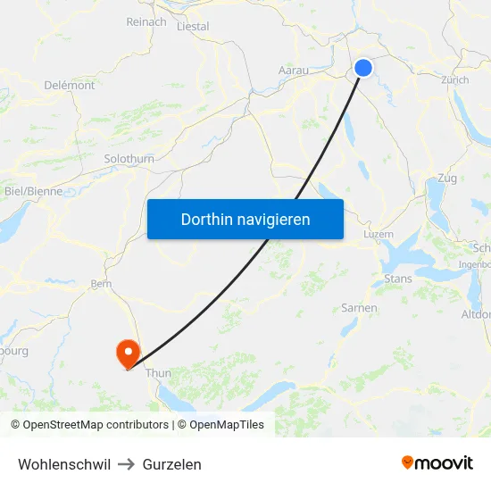 Wohlenschwil to Gurzelen map