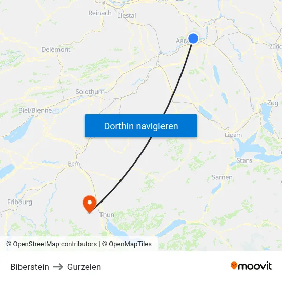Biberstein to Gurzelen map