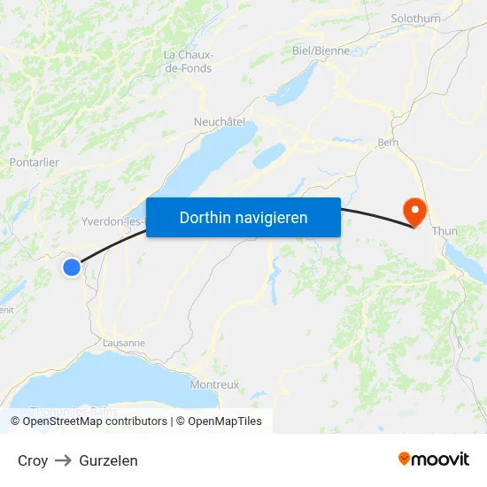 Croy to Gurzelen map