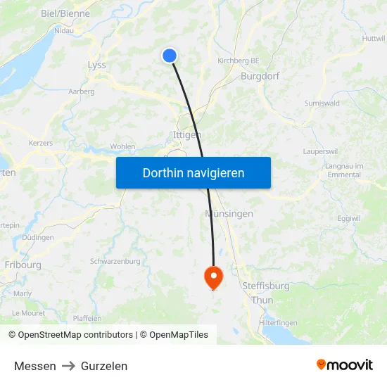 Messen to Gurzelen map