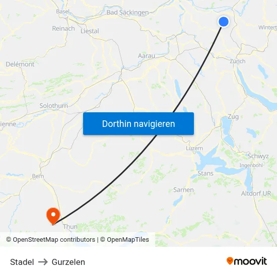 Stadel to Gurzelen map