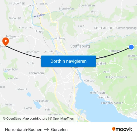 Horrenbach-Buchen to Gurzelen map