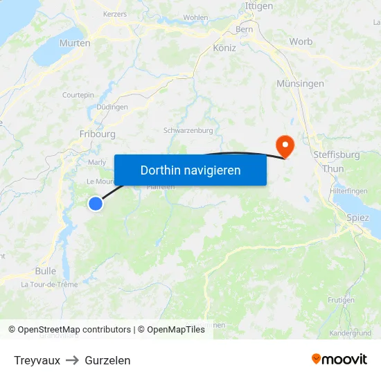 Treyvaux to Gurzelen map