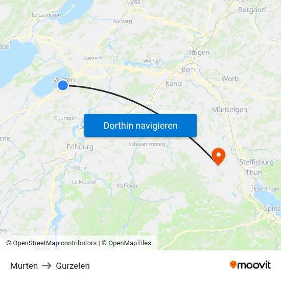 Murten to Gurzelen map