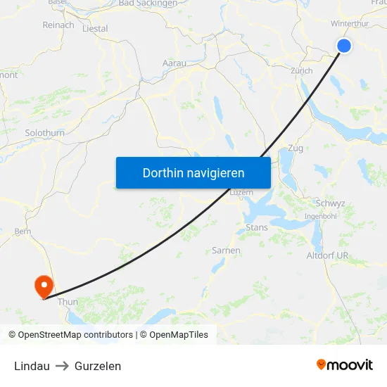 Lindau to Gurzelen map