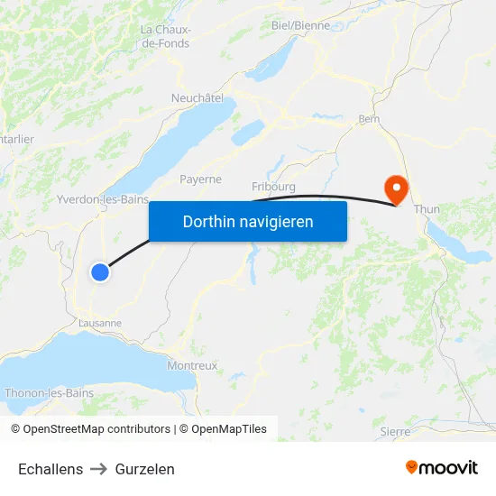 Echallens to Gurzelen map