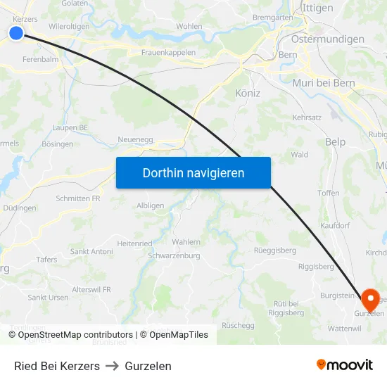Ried Bei Kerzers to Gurzelen map