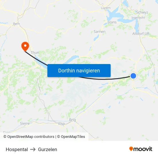Hospental to Gurzelen map