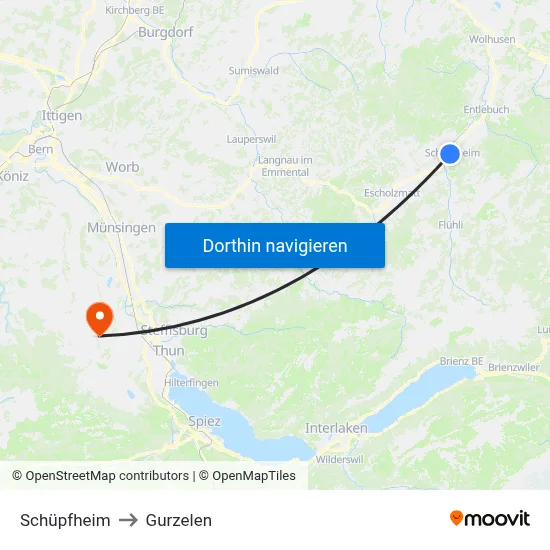 Schüpfheim to Gurzelen map
