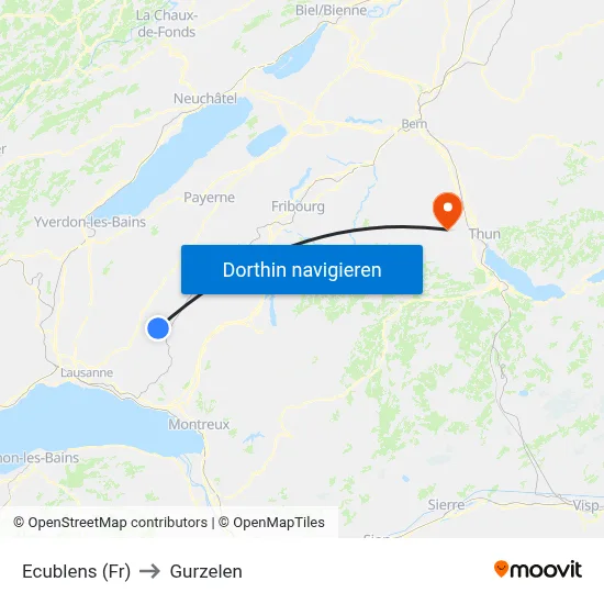 Ecublens (Fr) to Gurzelen map