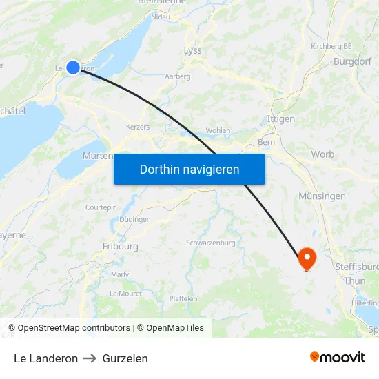 Le Landeron to Gurzelen map